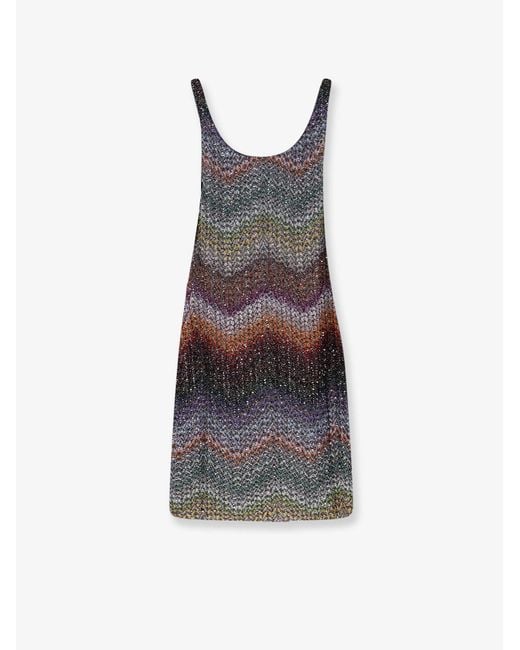 Missoni Multicolor Short Knitted Dress With All-Over Sequins