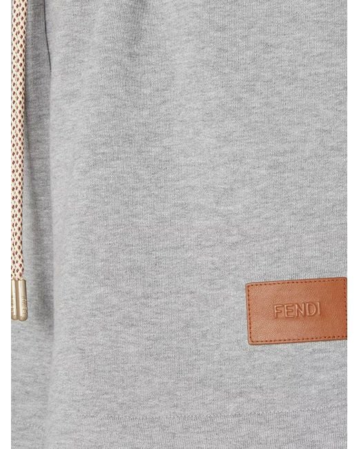 Fendi Gray Essentia Cotton Jersey Shorts
