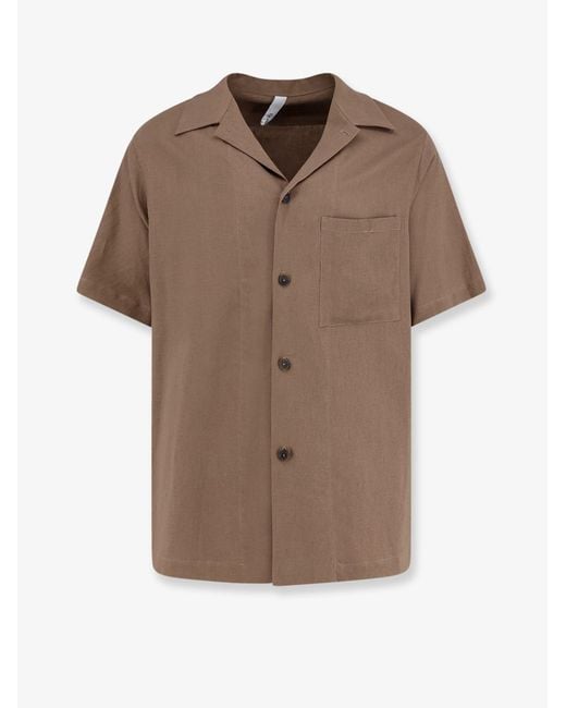 Hevò Brown Novoli Linen And Viscose Shirt for men