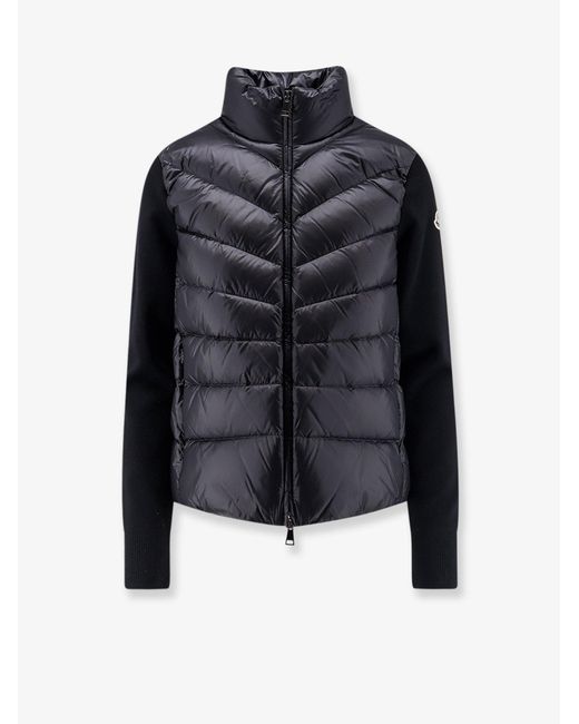 Moncler Blue Down Jacket With Virgin Wool Sleeves