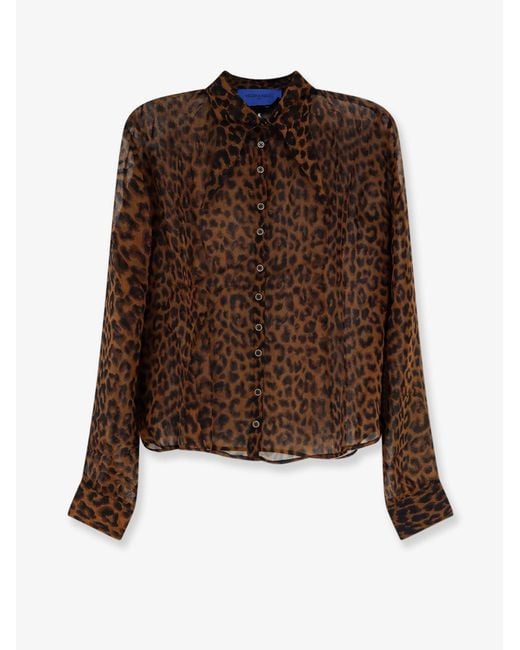 Mes Demoiselles Brown Viscose Shirt With Leopard Print