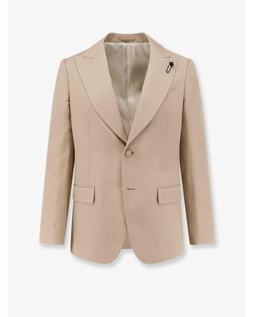 Lardini Natural Single-Breasted Viscose And Silk Blazer for men