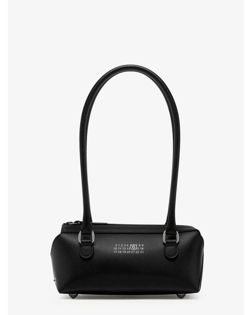 MM6 by Maison Margiela Black Mini Bauletto Leather Shoulder Bag