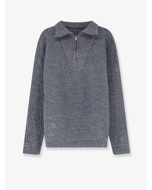 Maison Margiela Gray Ribbed Linen And Wool Blend Sweater for men