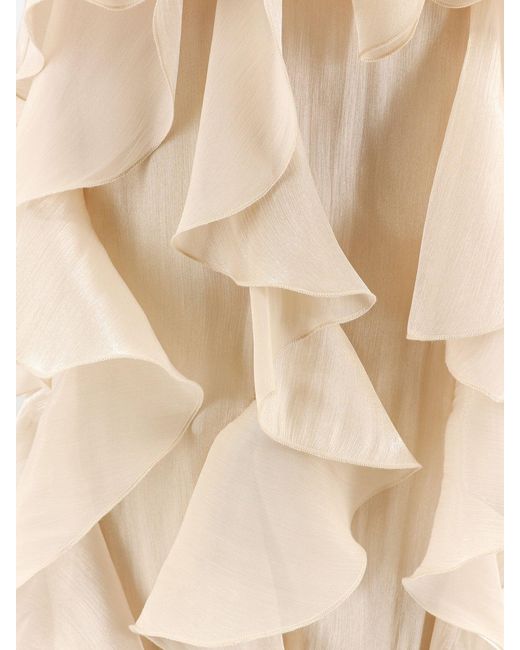 ACTUALEE White Long Dress With Ruffles