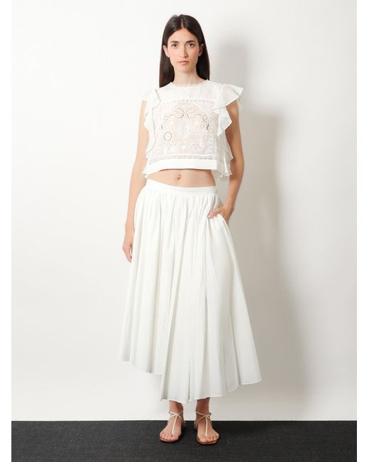 Self-Portrait White Self Portrait Asymmetrical Cotton Skirt