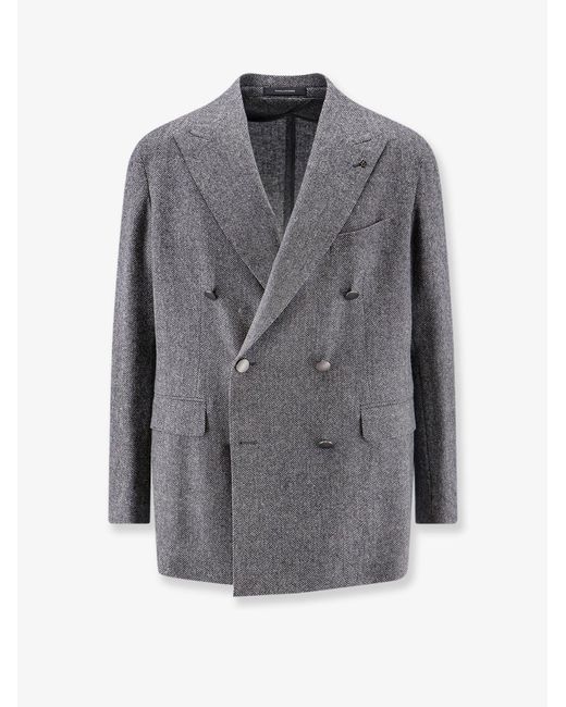 Tagliatore Gray Double-Breasted Virgin Wool And Cashmere Blazer for men