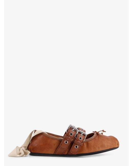 Miu Miu Brown Leather Ballerinas
