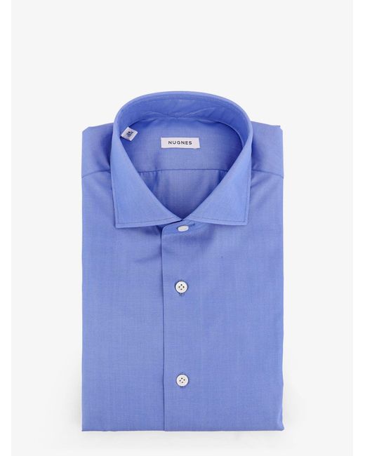 Camicia Classica di NUGNES 1920 in Blue da Uomo