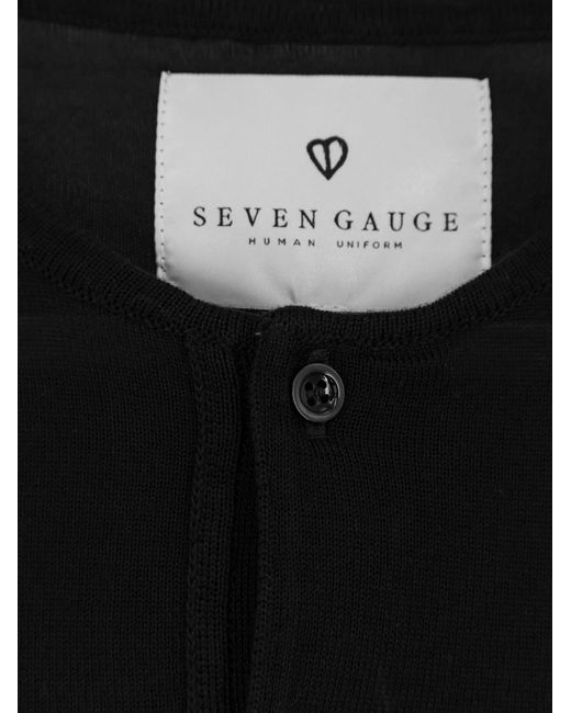 Seven Gauge Black Serafino Lyocell Sweater for men