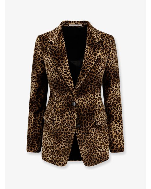 Tagliatore Brown Animalier Cotton Blazer