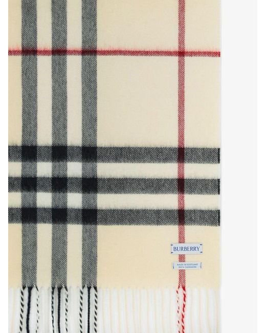 Burberry White Cashmere Scarf With Giant Check Motif for men