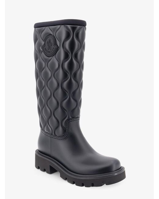 Moncler Black Kickstream Quilt Pvc And Neoprene Rain Boots