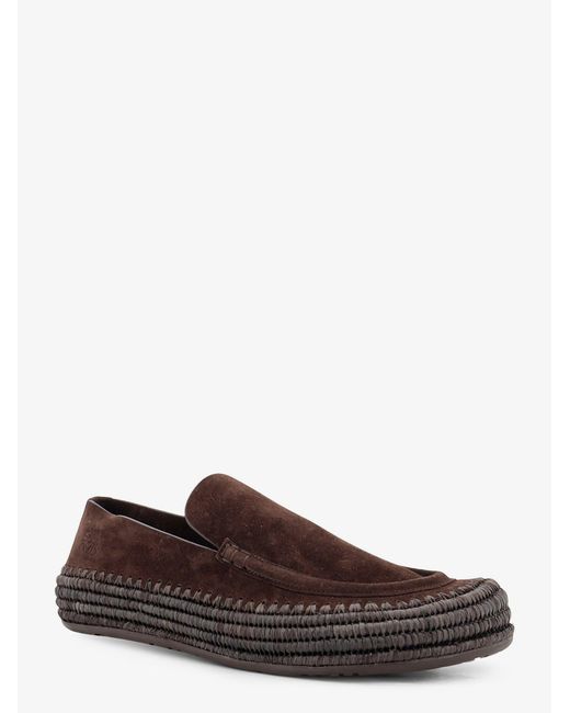 Loewe White Rio Suede And Raffia Loafers for men