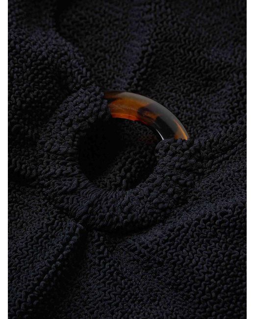 Hunza G Black Celine Crinkle Fabric One-Piece Swimsuit