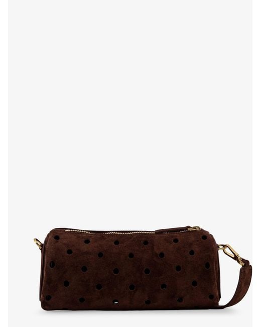 MANU Atelier Brown Mini Cylinder Suede Crossbody Bag
