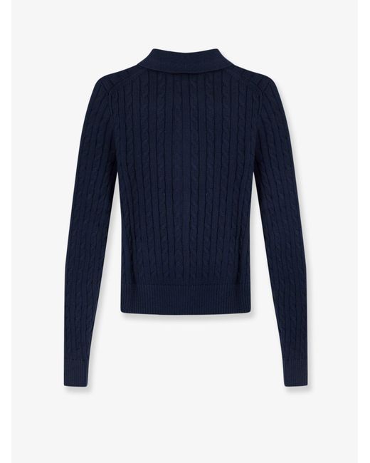 Polo Ralph Lauren Blue Cotton Cardigan With Braided Knit