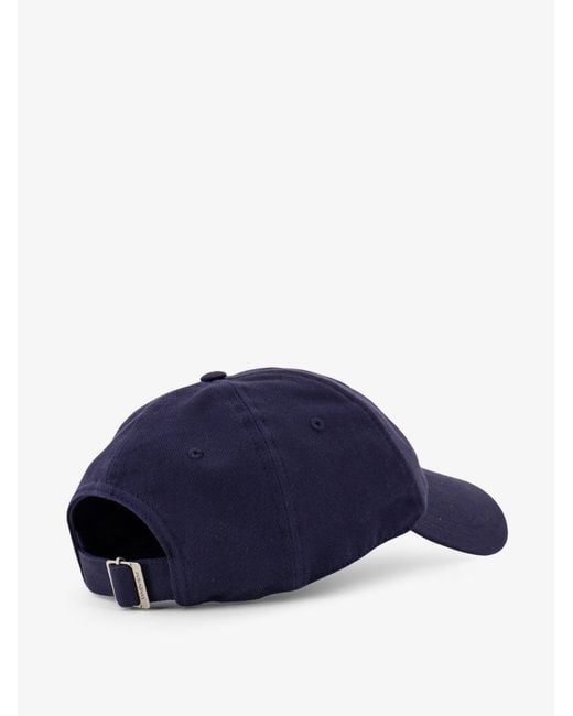 Saint Laurent Blue Cotton Hat With Embroidered Logo for men