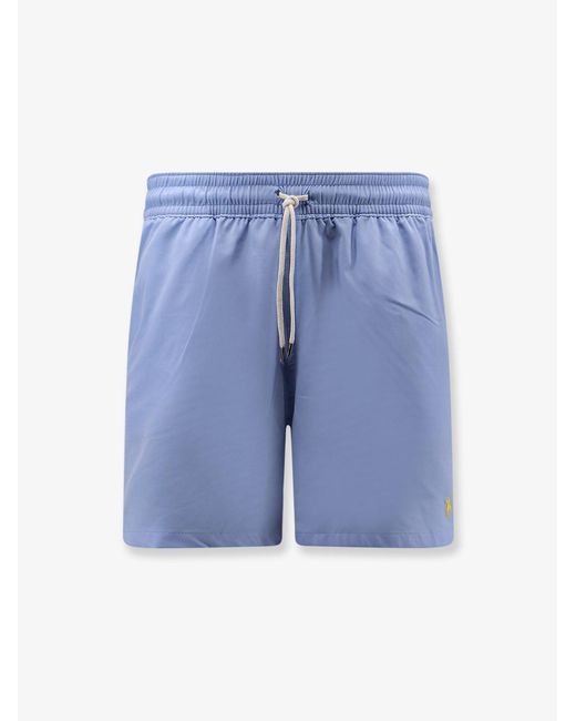 Polo Ralph Lauren Blue Nylon Swim Trunks With Embroidered Logo for men