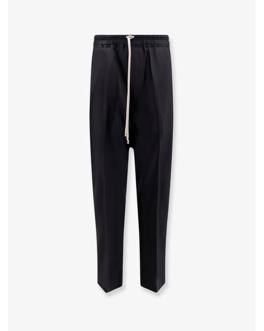 Rick Owens Blue Drawstring Long Certified Virgin Wool Trousers for men