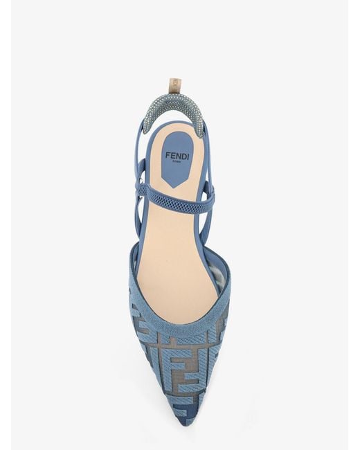 Fendi White Colibrã¬ Lite Flat Mesh Slingback With Ff Embroidery