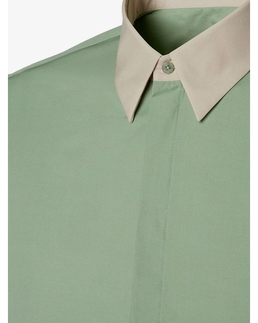 Fendi Green Cotton Poplin Shirt for men