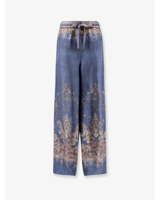 Zimmermann Blue Valiant Track Silk Trousers