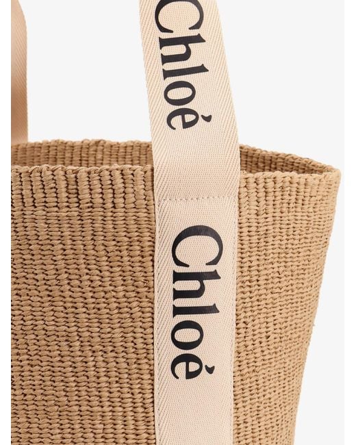 Chloé Natural Woody Raffia Shoulder Bag