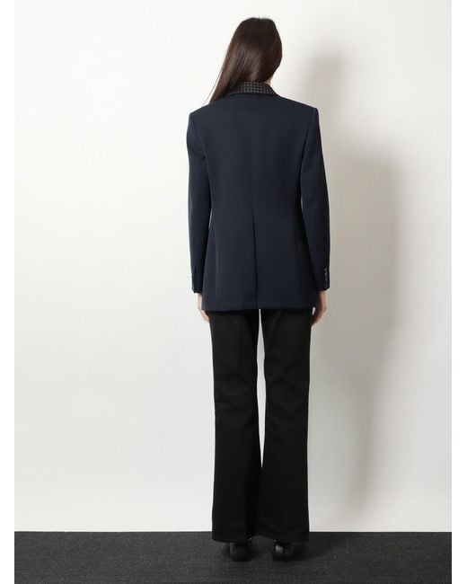Bottega Veneta Blue Wool Blazer With Intrecciato Detail