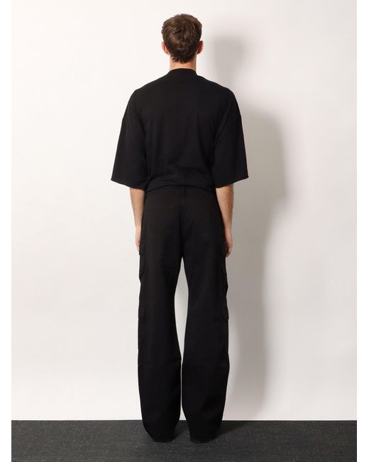 Rick Owens Black Double Cargo Organic Cotton Trousers for men