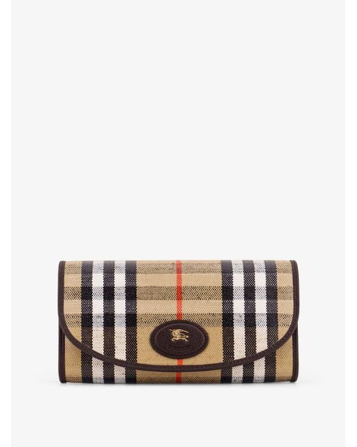 Burberry White Coated Canvas Wallet With Check Motif