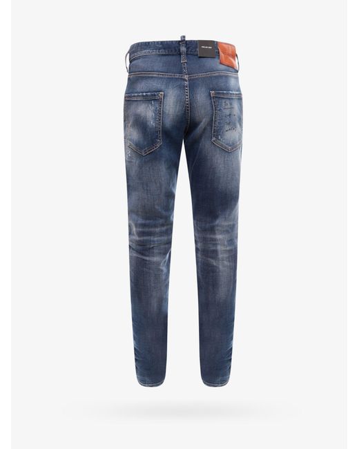 DSquared² Blue Leather Closure With Metal Buttons Jeans for men