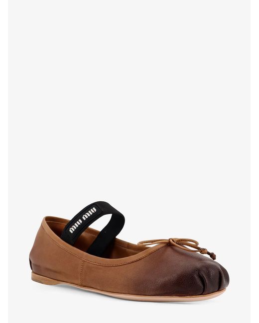 Miu Miu White Leather Ballerinas