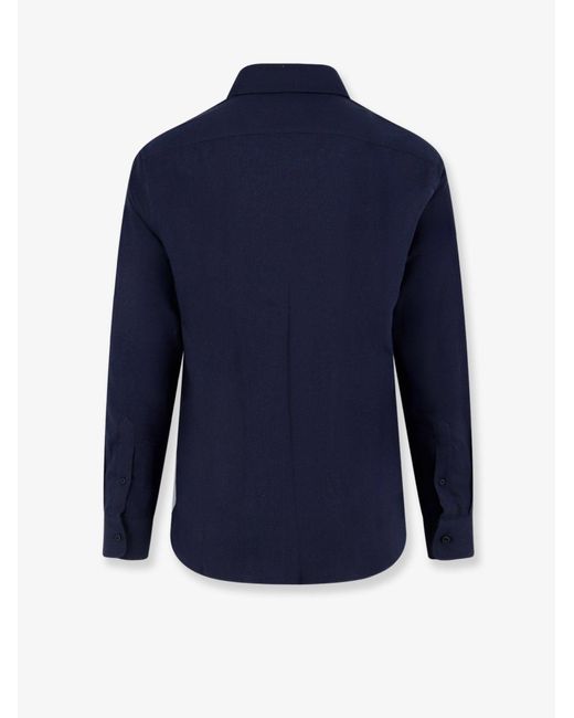 Brunello Cucinelli Blue Cotton And Lyocell Shirt for men