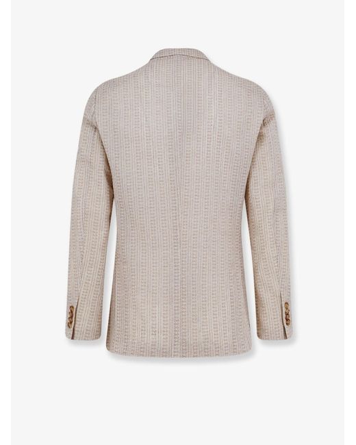 Lardini White Liknit Double-Breasted Blazer for men