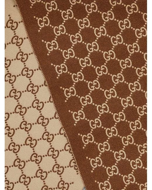 Gucci Brown Cashmere Scarf With Gg Print for men