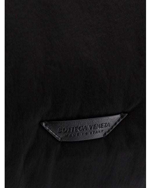 Bottega Veneta Black Padded Nylon Shoulder Bag With Logo Patch for men