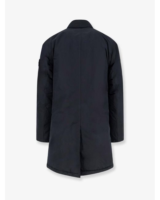 Stone Island Blue Micro Reps Padded Long Jacket for men