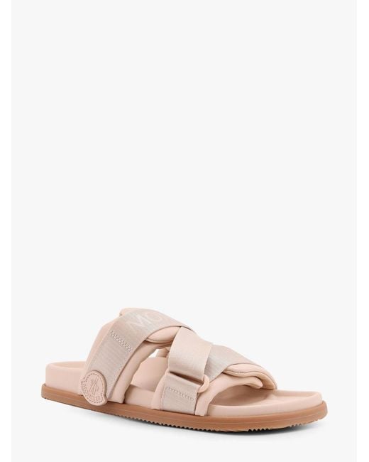 Moncler Pink Mon Summer Leather Sandals With Nylon Details