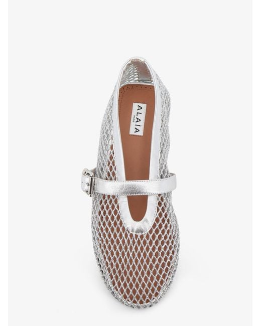 Alaïa White Ballet Flats Glitter Mesh And Leather Ballerinas
