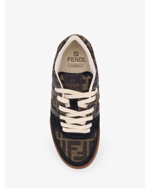 Match Suede Sneakers With Jacquard Ff Fabric Inserts-Donna di Fendi in Black