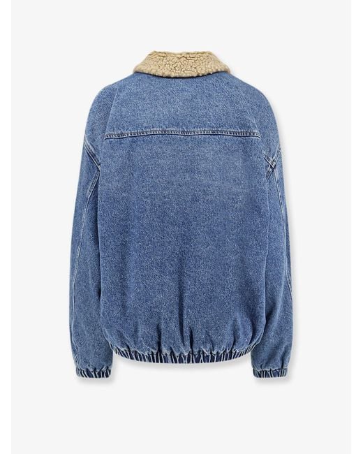 Miu Miu Blue Denim Jacket With Lettering Logo Patch