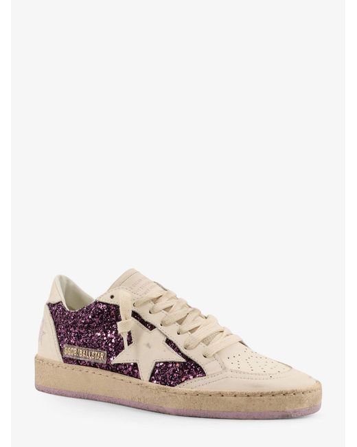 Golden Goose Deluxe Brand Pink Ball Star Leather Sneakers With Glittered Insert