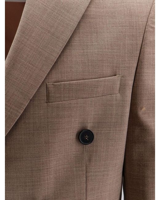 Amaranto Brown Virgin Wool Blend Blazer for men