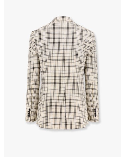 AMI White Virgin Wool Blazer With Madras Motif for men