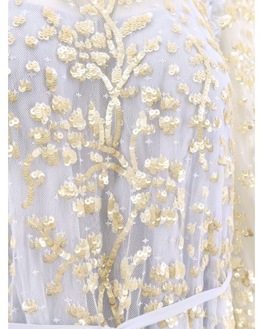 Needle & Thread White Mini Dress With Sequins Embroidery