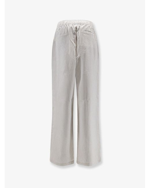 Rohe Gray Silk Trousers With Striped Pattern
