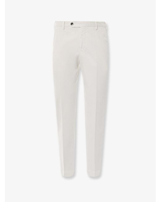 PT Torino White Style Stretch Cotton Master Fit Trousers for men