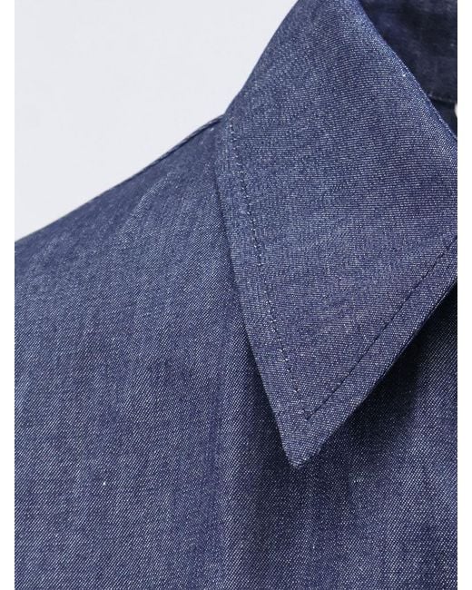 Hevò Blue Arigliano Cotton Chemisier Dress