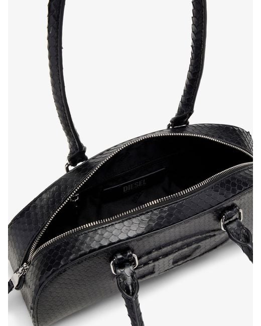 DIESEL Black 1Dr Python Effect Leather Shoulder Bag